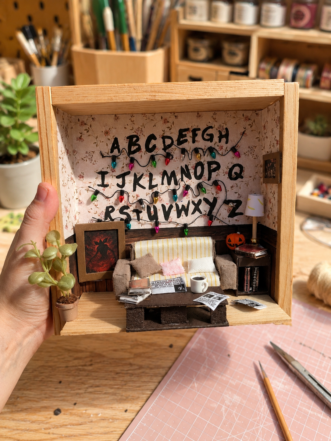 Diorama Miniatura – Sala de Stranger Things | Artesanal