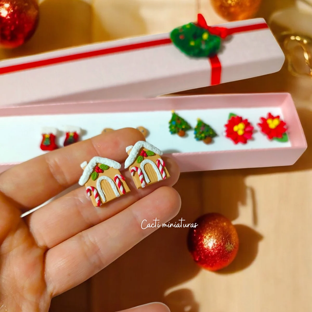 Set de aretes navideños -caja de regalo