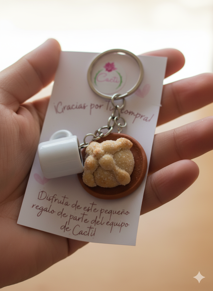 Llavero pan de muerto con café