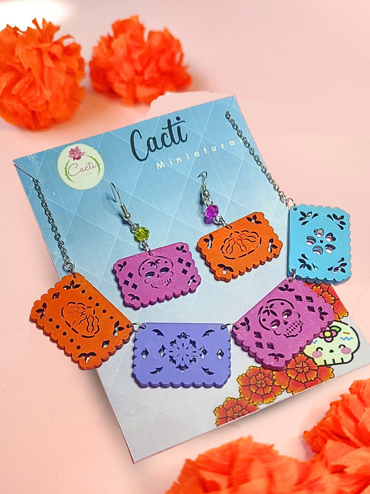 Collar papel picado día de muertos - Artesanía hecha a mano