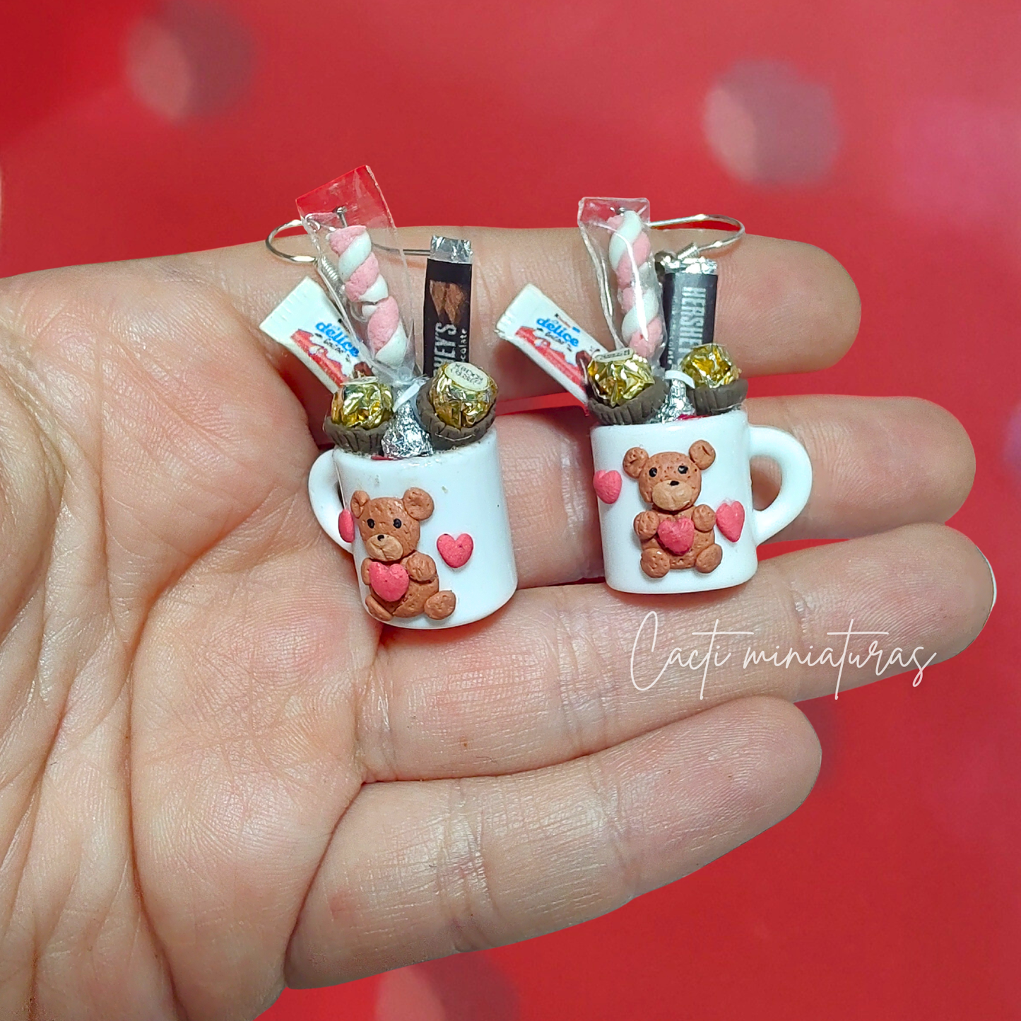 Mini tazas de osito con chocolates – Aretes